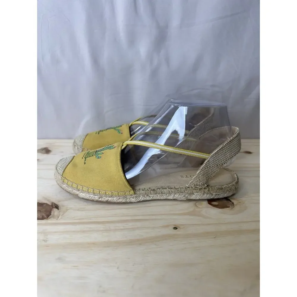 Talbots Womens Yellow Cactus Embroidered Espadrille Sandals Shoes Size 7.5 M